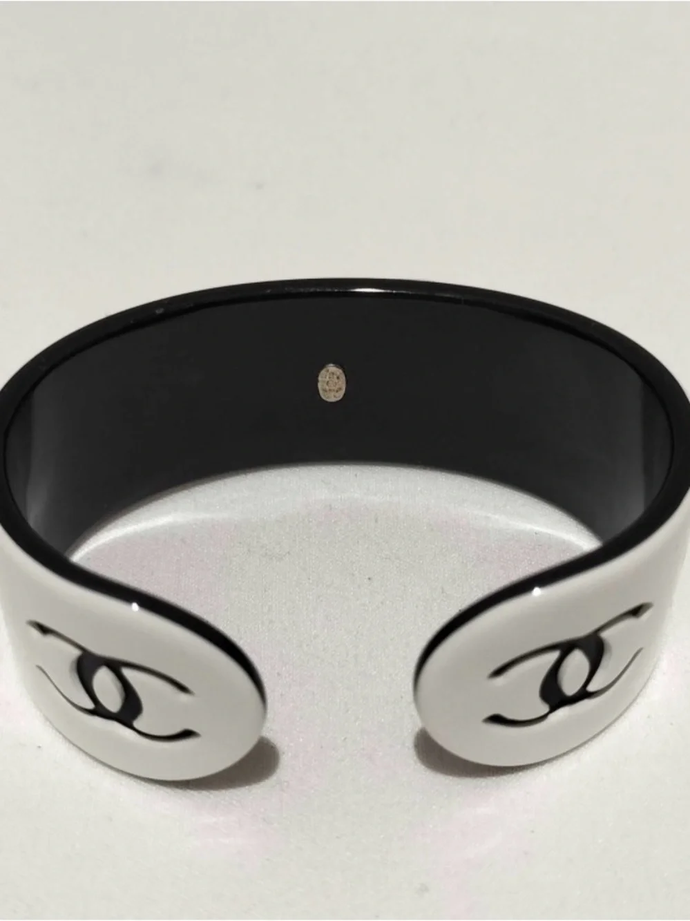 Chanel 02P CC Logo Resin Cuff Bracelet